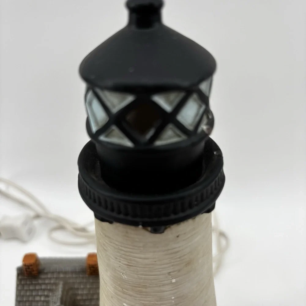 Geo. Z. Lefton Vintage Cape Florida 1825 Lighted Lighthouse Ceramic Hand Painted